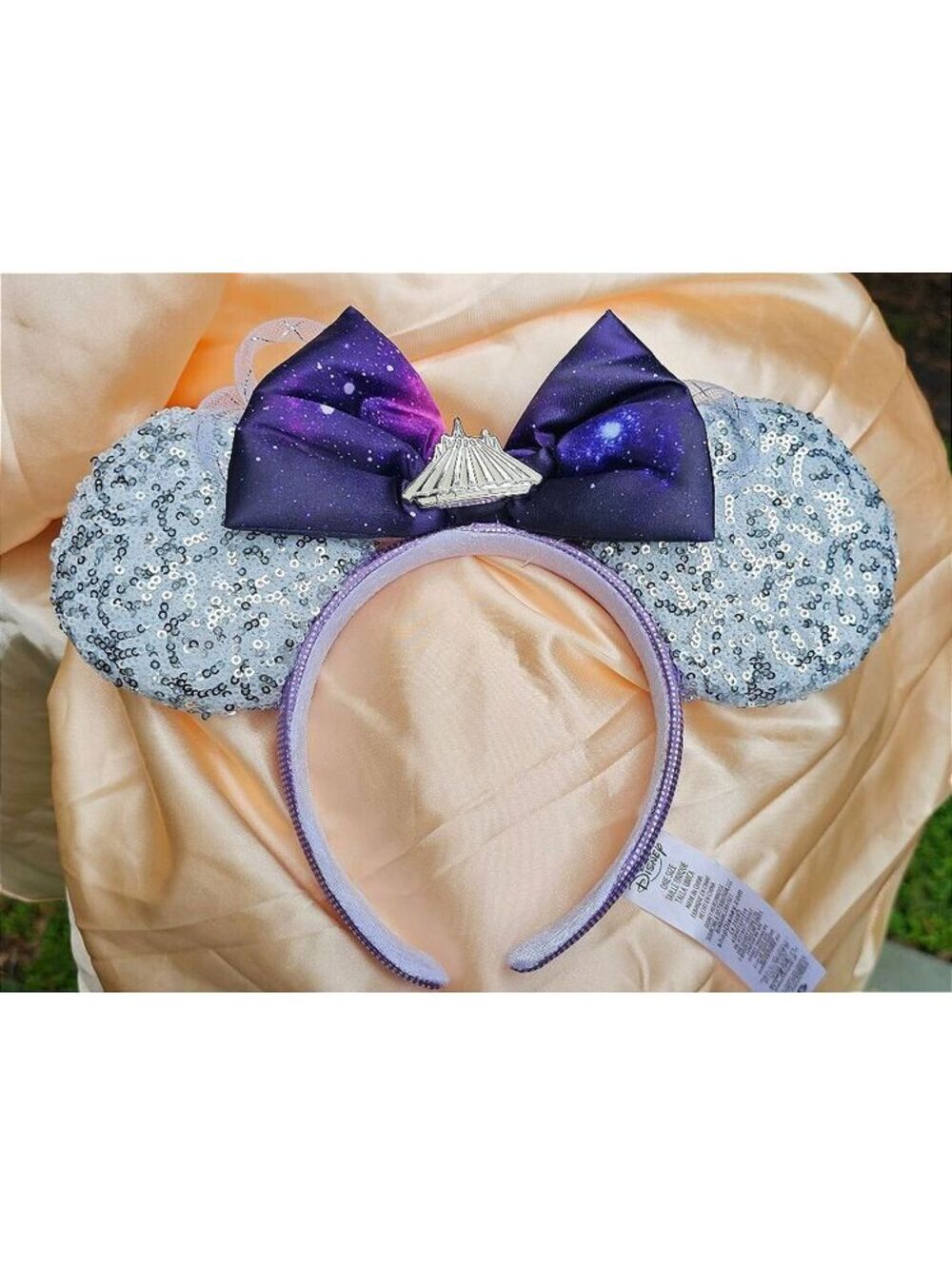 Space Mountain Minnie Ears Silver Sequins Mickey Mouse Headband